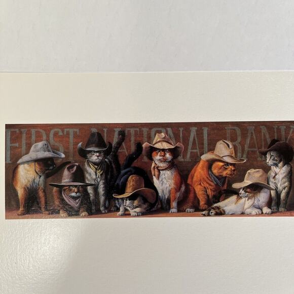 Leanin Tree Blank Greeting Cards Younger Gangs Last Raid Cowboy Cats Lot Of 5 - Picture 2 of 5